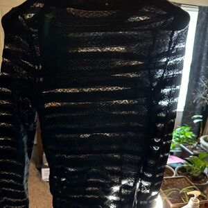 The Kooples Point Elle Pull Unisex Shirt Size 2 Blk See-through